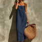 🛍️ 50 % Rabatt – Klassisches Boho-Kleid mit Spaghettiträgern & eckigem Ausschnitt – leicht & luftig für den Urlaub 🌸