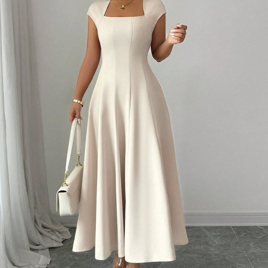 ⚡ Heute halber Preis! Elegantes A-Linien-Kleid für Damen mit quadratischem Ausschnitt, schmal geschnitten, langes Kleid