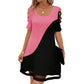 ⌛Zeitlich begrenztes Angebot – Midi-Kleid für Damen mit Rundhalsausschnitt im Color-Block-Design und Mesh-Saum
