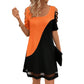 ⌛Zeitlich begrenztes Angebot – Midi-Kleid für Damen mit Rundhalsausschnitt im Color-Block-Design und Mesh-Saum