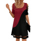 ⌛Zeitlich begrenztes Angebot – Midi-Kleid für Damen mit Rundhalsausschnitt im Color-Block-Design und Mesh-Saum