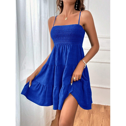 💙50% RABATT👗 Ärmelloses Gesmoktes Mini-Kleid