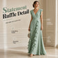 ⏳Zeitlich begrenzt 50% Rabatt⏰Damen V-Ausschnitt Rüschenkleid Chiffon Maxi-Kleid👗