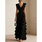 ⏳Zeitlich begrenzt 50% Rabatt⏰Damen V-Ausschnitt Rüschenkleid Chiffon Maxi-Kleid👗