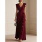⏳Zeitlich begrenzt 50% Rabatt⏰Damen V-Ausschnitt Rüschenkleid Chiffon Maxi-Kleid👗
