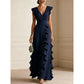 ⏳Zeitlich begrenzt 50% Rabatt⏰Damen V-Ausschnitt Rüschenkleid Chiffon Maxi-Kleid👗