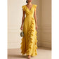 ⏳Zeitlich begrenzt 50% Rabatt⏰Damen V-Ausschnitt Rüschenkleid Chiffon Maxi-Kleid👗