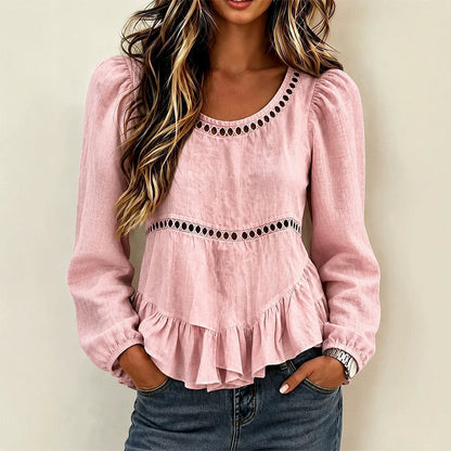 Lässige Damenbluse mit Puffärmeln