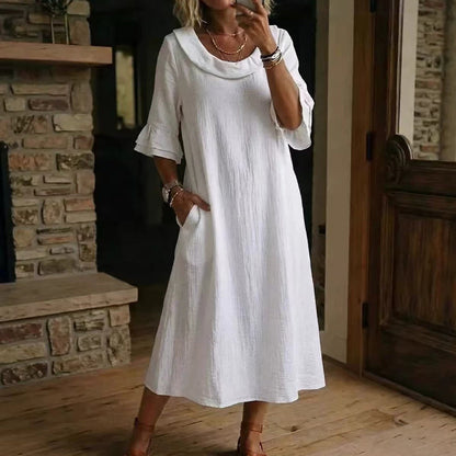 ☀️ Sommer Sale – Jetzt 40 % sparen! ☀️Damen lässiges Sommerkleid mit rundem Ausschnitt