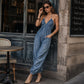 💥Neuheiten-Aktion: 40 % Rabatt👖Damen Plus Size Neckholder Geraffter Jumpsuit