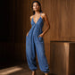 💥Neuheiten-Aktion: 40 % Rabatt👖Damen Plus Size Neckholder Geraffter Jumpsuit