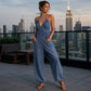 💥Neuheiten-Aktion: 40 % Rabatt👖Damen Plus Size Neckholder Geraffter Jumpsuit
