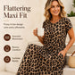 40% RABATT!👗Damen Leopardenmuster Maxi-Kleid mit Taschen Lässiges Kurzarm Langes Kleid