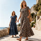 40% RABATT!👗Damen Leopardenmuster Maxi-Kleid mit Taschen Lässiges Kurzarm Langes Kleid