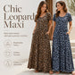 40% RABATT!👗Damen Leopardenmuster Maxi-Kleid mit Taschen Lässiges Kurzarm Langes Kleid