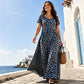 40% RABATT!👗Damen Leopardenmuster Maxi-Kleid mit Taschen Lässiges Kurzarm Langes Kleid