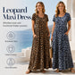 40% RABATT!👗Damen Leopardenmuster Maxi-Kleid mit Taschen Lässiges Kurzarm Langes Kleid