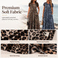 40% RABATT!👗Damen Leopardenmuster Maxi-Kleid mit Taschen Lässiges Kurzarm Langes Kleid