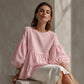 🌞👕50 % Rabatt！💨Damen Sommerbluse mit Laternenärmeln und gestuften Rüschen