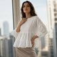 🌞👕50 % Rabatt！💨Damen Sommerbluse mit Laternenärmeln und gestuften Rüschen