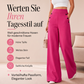Damen-Hochbund-Hosen mit weitem Bein und seitlichen Knöpfen