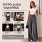 Damen-Hochbund-Hosen mit weitem Bein und seitlichen Knöpfen