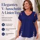 Damen Kurzarm-Oberteil mit V-Ausschnitt und Kreuzdesign
