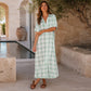 👗☀️ Sommer-Neuheiten: 50 % Rabatt！ 🔥Damen Kariertes Knopfleisten Maxi-Hemdkleid