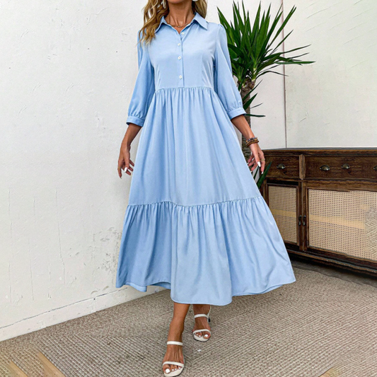 📢Nur für kurze Zeit: 40 % Rabatt ! 🍁 Einfarbiges, locker sitzendes Damenkleid