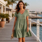 ☀️ Sommerkollektion – 50 % Rabatt ! 👗Damen V-Ausschnitt Gestuftes Rüschenkleid