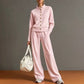 🌸Heißer Sale 50% RABATT💖 Damen-Strickjacke mit Knopfleiste und weit geschnittener Hose im Set