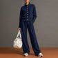 🌸Heißer Sale 50% RABATT💖 Damen-Strickjacke mit Knopfleiste und weit geschnittener Hose im Set