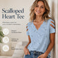 💕 V-Ausschnitt-Shirt mit Herzen – Leichte Baumwollqualität, zarte Muschelkante & femininer Schnitt – Ideal für Alltag, Freizeit & kleine Ausflüge