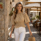 🌴Sommer-Bestseller: 50 % Rabatt！👚Damen Taillenbetonte Gepunktete Bluse