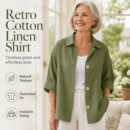 🔥🧥50 % Rabatt🛍️Damen Retro Lockeres Knopfleisten-Hemd
