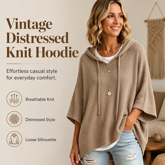 🍂🧥Neuheiten Sale: 50 % Rabatt✨Damen Kapuzen-Kordelzug Strick-Pullover