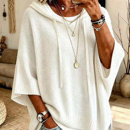 🍂🧥Neuheiten Sale: 50 % Rabatt✨Damen Kapuzen-Kordelzug Strick-Pullover