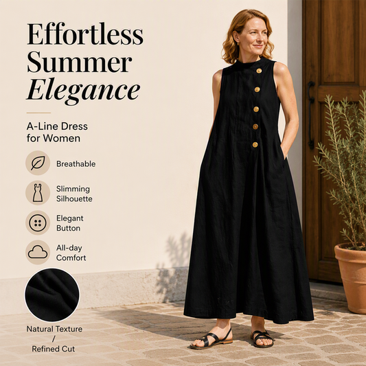 Schickes, ärmelloses Maxikleid mit Knöpfen für Damen