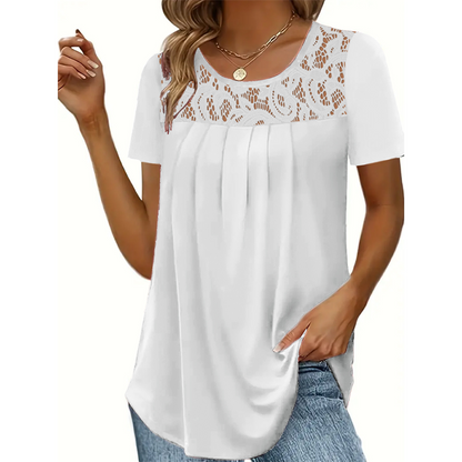 Elegantes T-Shirt mit Spitzenkragen