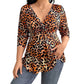 🐆✨Zeitlich begrenzt – 50 % Rabatt🛍️Großes Damenoberteil mit Leopardenmuster und V-Ausschnitt