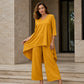 Damen Schickes Asymmetrisches Oberteil & Weites Bein Hosen-Set