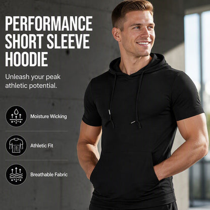 Herren Kapuzen Kurzarm T-Shirt mit Tasche