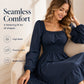 Damen A-Linien-Kleid mit Smokbund und eckigem Ausschnitt