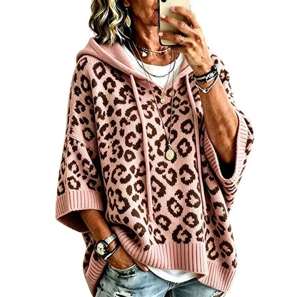 ✨Neuheiten: 50% Rabatt – Damen Leopardenmuster Strick-Hoodie