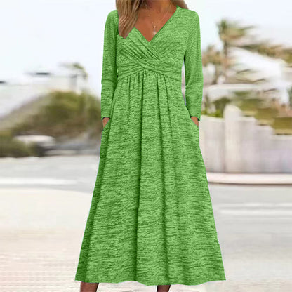 📢📢50%Rabatt!!!👗Damen Wickelkleid mit V-Ausschnitt und Taschen