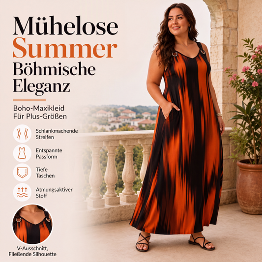 Ärmelloses gestreiftes Kleid für Damen in Übergröße