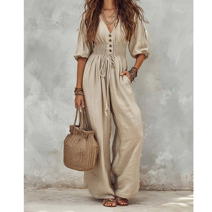 Damen Taillierender V-Ausschnitt Overall