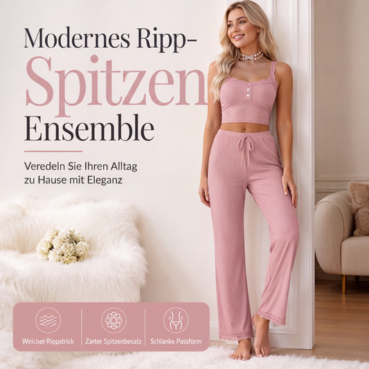 🌙Neuheiten – 50 % Rabatt！✨Damen Spitzen-Camisole-Pyjama-Set für den Sommer