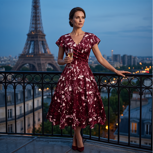 👗🌼Nur kurze Zeit – 50 % Rabatt！💖Elegantes bedrucktes Damenkleid mit Taschen