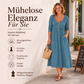 Damen V-Ausschnitt Knopf-Plisseekleid
